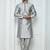 Grey  art silk mens  kurta with churidar set