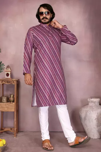 Wine cotton sequence work and print kurta and payjama