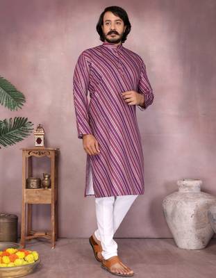 Wine cotton sequence work and print kurta and payjama 3