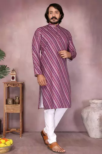 Wine cotton sequence work and print kurta and payjama