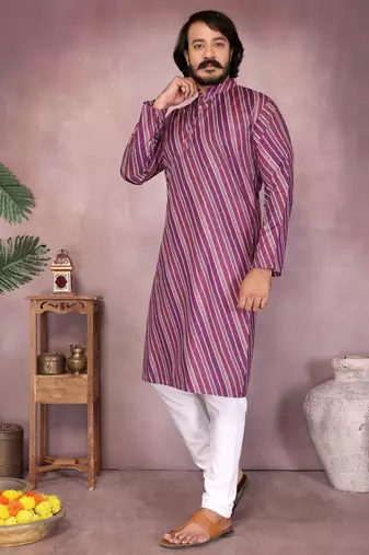 Wine cotton sequence work and print kurta and payjama