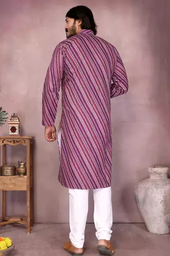 Wine cotton sequence work and print kurta and payjama