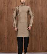Brown cotton blendmens  kurta with churidar set