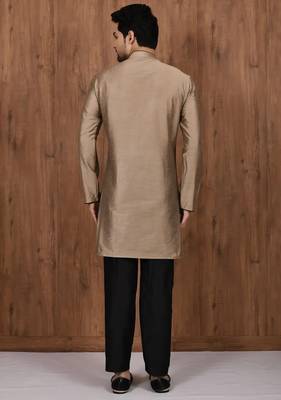 Brown cotton blendmens  kurta with churidar set 2