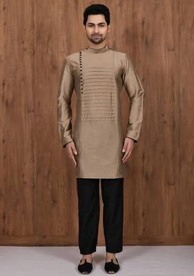 Brown cotton blendmens  kurta with churidar set 3