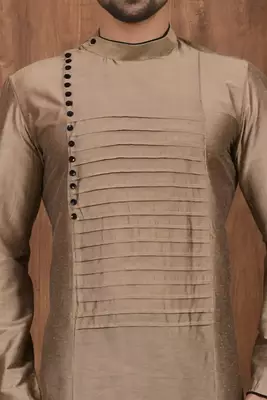 Brown cotton blendmens  kurta with churidar set 4