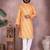 Yellow cotton sequence work and print kurta and payjama