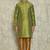 Green  art silk mens  kurta with churidar set