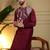 Maroon viscos embroidery print party wear kurta and payjama