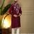 Maroon viscos embroidery print party wear kurta and payjama