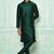 Dark green art silk mens  kurta with churidar set