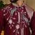 Maroon viscos embroidery print party wear kurta and payjama