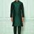Dark green art silk mens  kurta with churidar set