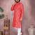 Orange cotton sequence work and print kurta and payjama