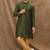 Green  art silk mens  kurta with churidar set
