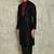 Black art silk mens  kurta with churidar set