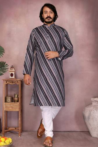 Black cotton sequence work and print kurta and payjama