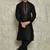 Black art silk mens  kurta with churidar set