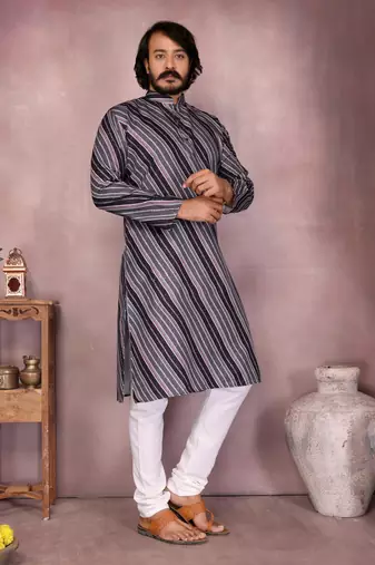 Black cotton sequence work and print kurta and payjama