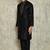 Black art silk mens  kurta with churidar set
