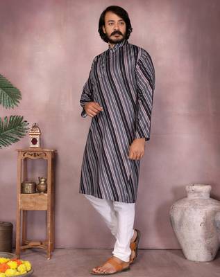 Black cotton sequence work and print kurta and payjama 3