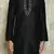 Black art silk mens  kurta with churidar set