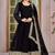 Black Embroidered Anarkali Gown with Gold Border & Matching Dupatta