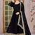 Black Embroidered Anarkali Gown with Gold Border & Matching Dupatta