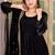 Black Embroidered Anarkali Gown with Gold Border & Matching Dupatta