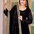 Black Embroidered Anarkali Gown with Gold Border & Matching Dupatta
