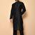 Black art silk mens  kurta with churidar set