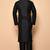 Black art silk mens  kurta with churidar set