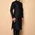 Black art silk mens  kurta with churidar set