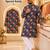 Blue soft cotton and print kurta and payjama