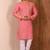 Pink  cotton blendmens  kurta with churidar set