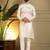 White silk embroidery party wear kurta and payjama