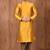 Mustard art silk mens  kurta with churidar set
