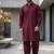 Maroon cotton plain party wear kurta and payjama