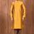 Mustard art silk mens  kurta with churidar set