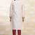 Cream art silk mens  kurta with churidar set