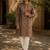 Brawn cotton embroidery party wear kurta and payjama