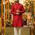 Red silk jecquard party wear kurta and payjama