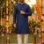 Blue silk jecquard party wear kurta and payjama