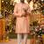 Peach silk jecquard party wear kurta and payjama