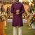 Wine silk jecquard party wear kurta and payjama