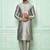 Grey art silk mens  kurta with churidar set
