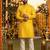 Yellow silk jecquard party wear kurta and payjama
