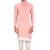 Pink  art silk mens  kurta with churidar set