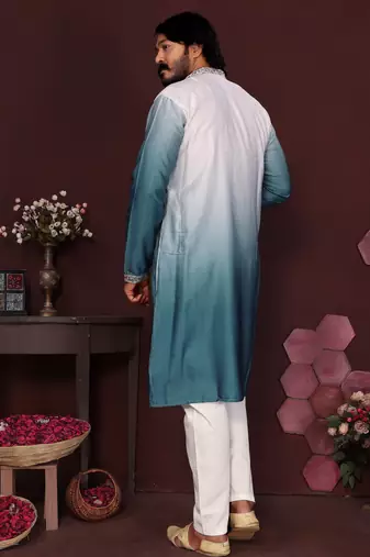 Morpech cotton silk embroidery party wear kurta and payjama