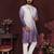 Purple cotton silk embroidery party wear kurta and payjama